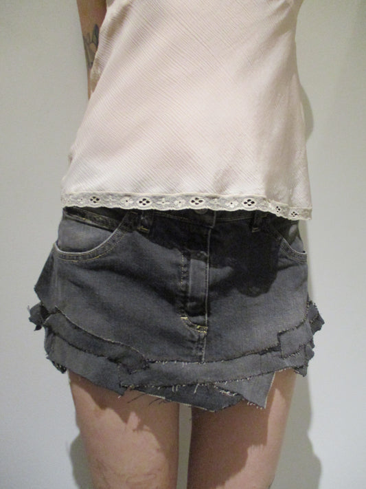 Reworked Denim mini skirt