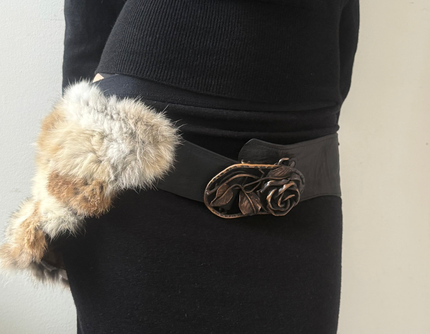 Rabbit Fur Leather Belt