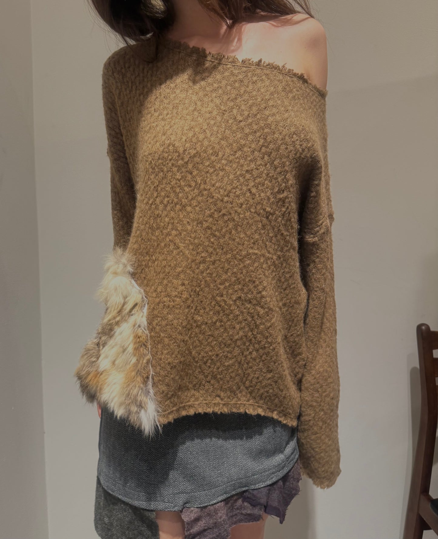 GOA Rabbit Fur Patch Knit