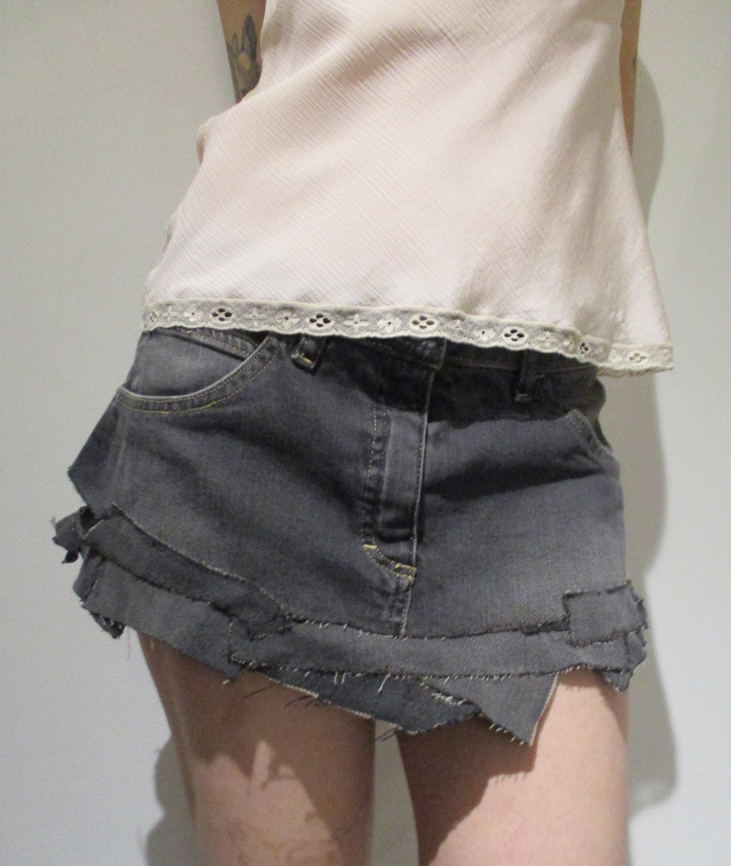 Reworked Denim mini skirt