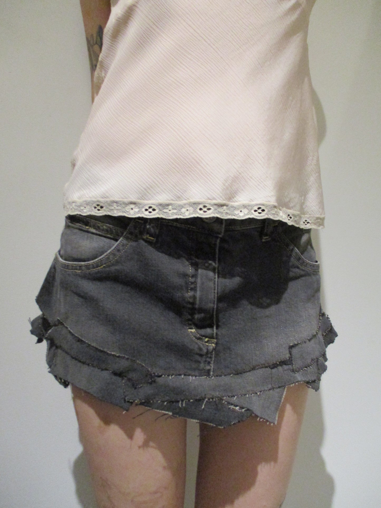Reworked Denim mini skirt