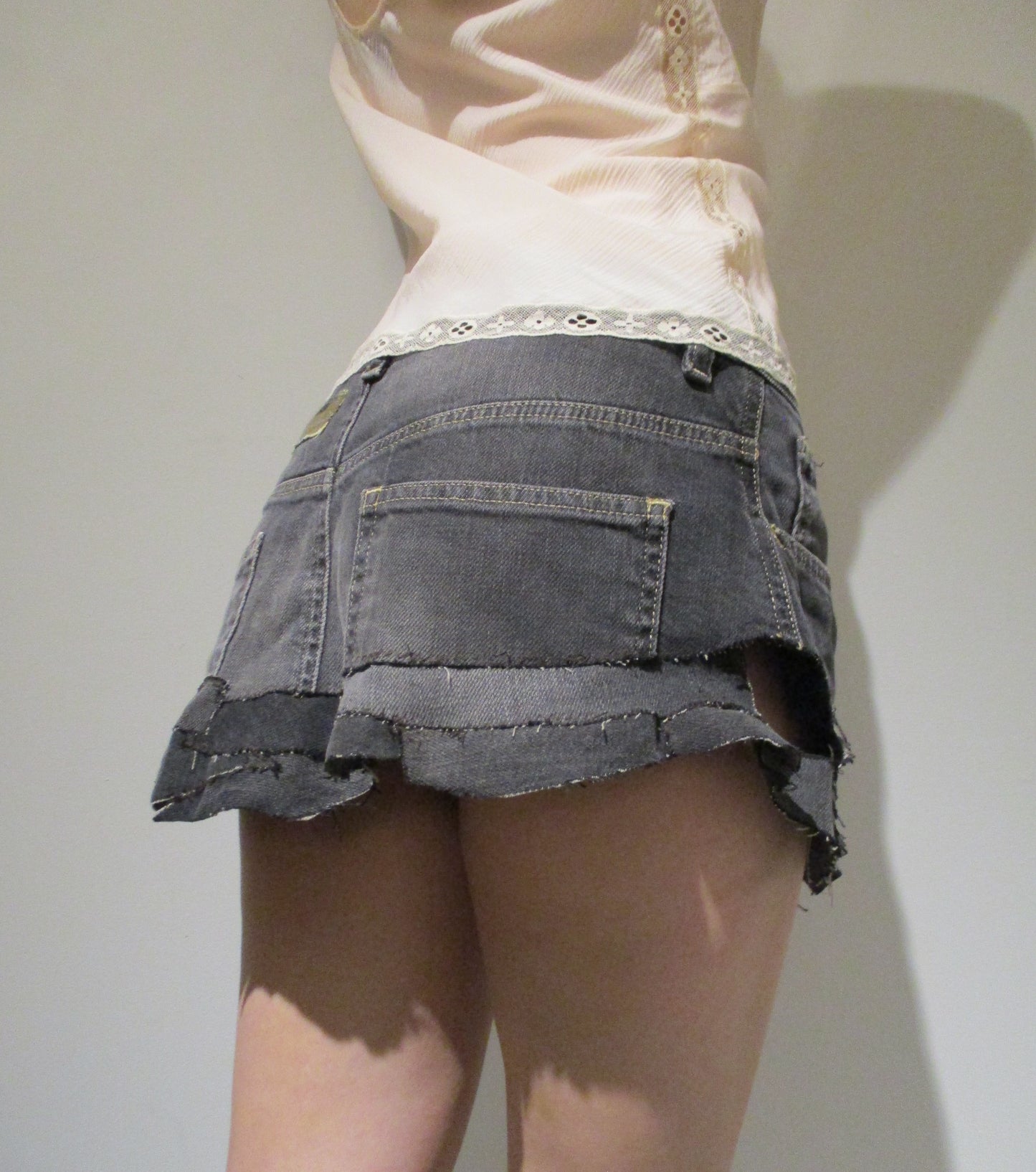 Reworked Denim mini skirt