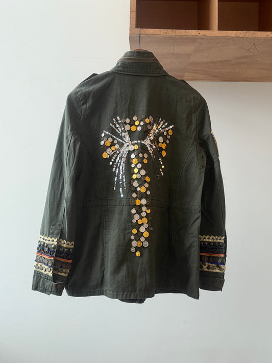 Circle Embroidered Military Jacket