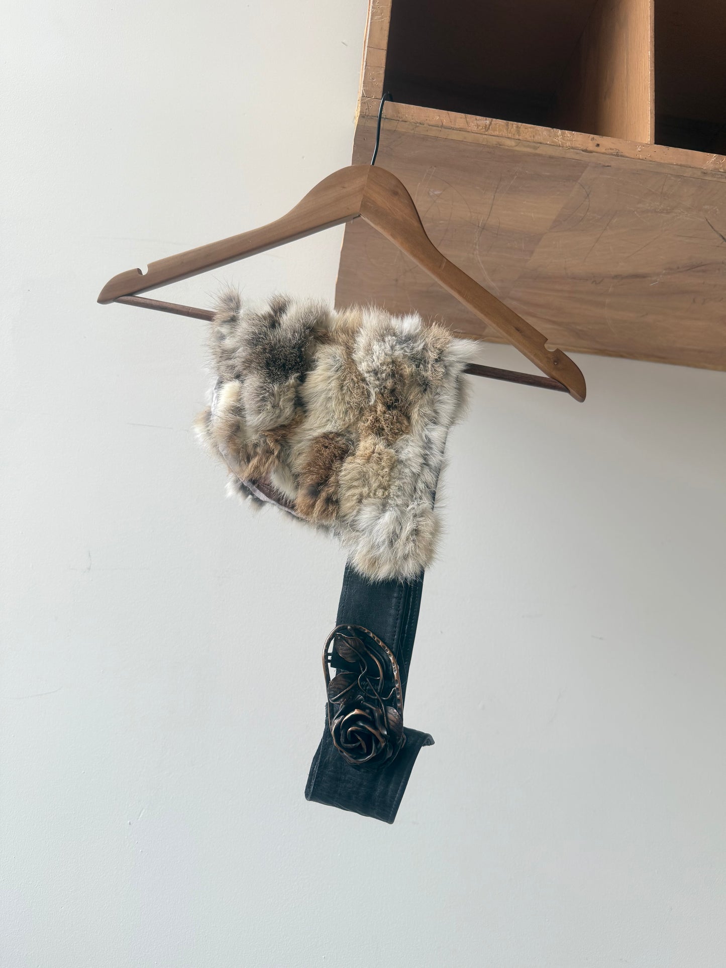 Rabbit Fur Leather Belt