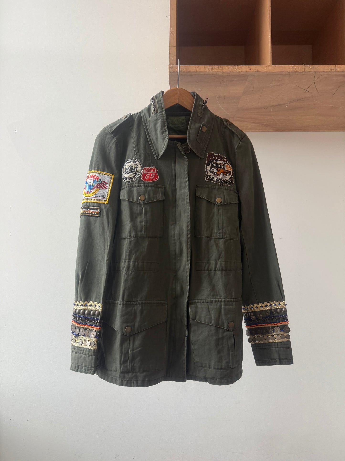 Circle Embroidered Military Jacket