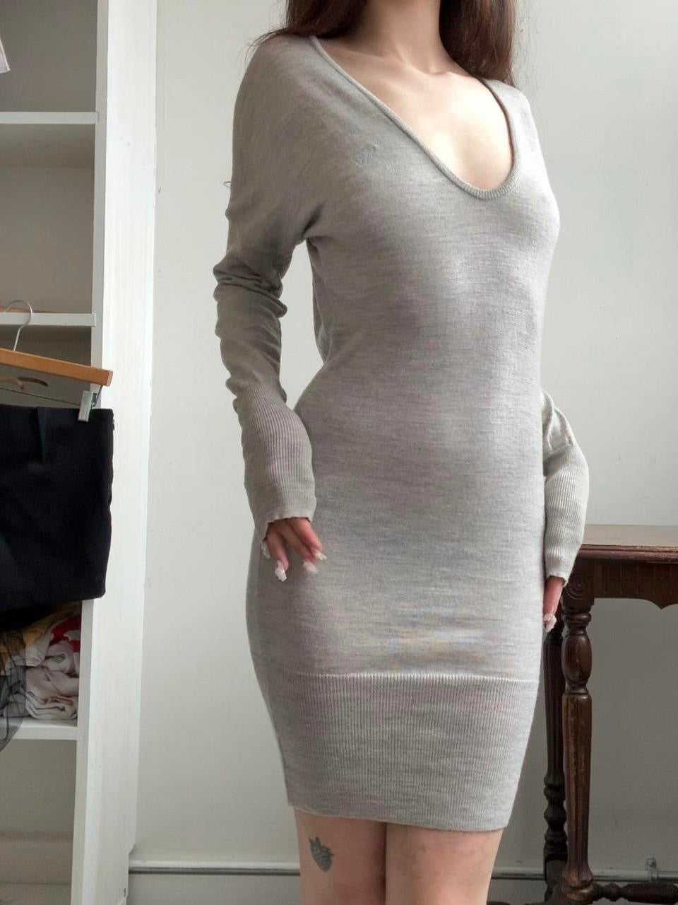 Japanese Brand Light Wool Bodycon Dress